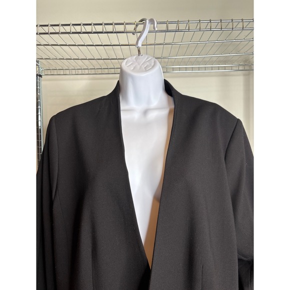 Calvin Klein Womens Black Open Front Jacket Sz 18 Minimalist‎ Euro Scandi Blazer - Picture 3 of 11